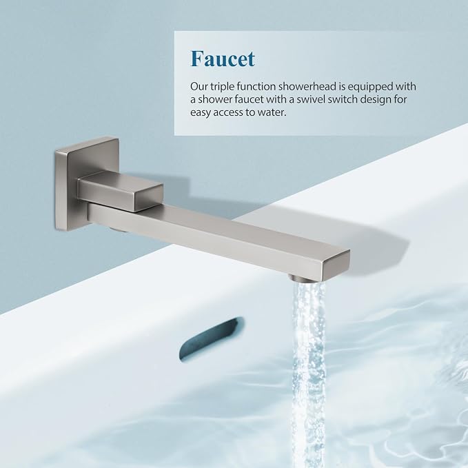 10 inch Square Shower Head and Handheld Set, Gasecoet Shower System - Image 5