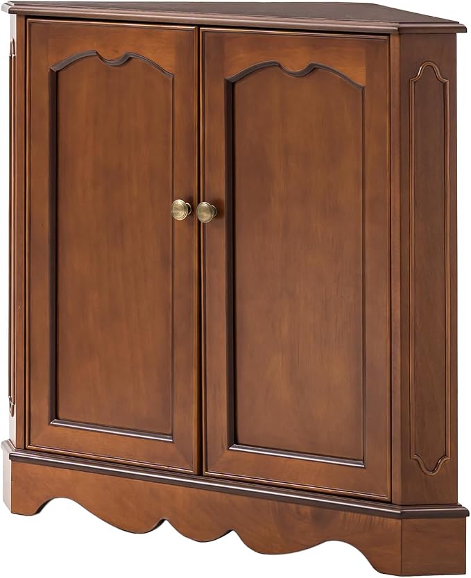 HULALA HOME Traditional Corner Triangle Cabinet, Freestanding Narrow Storage - Image 8