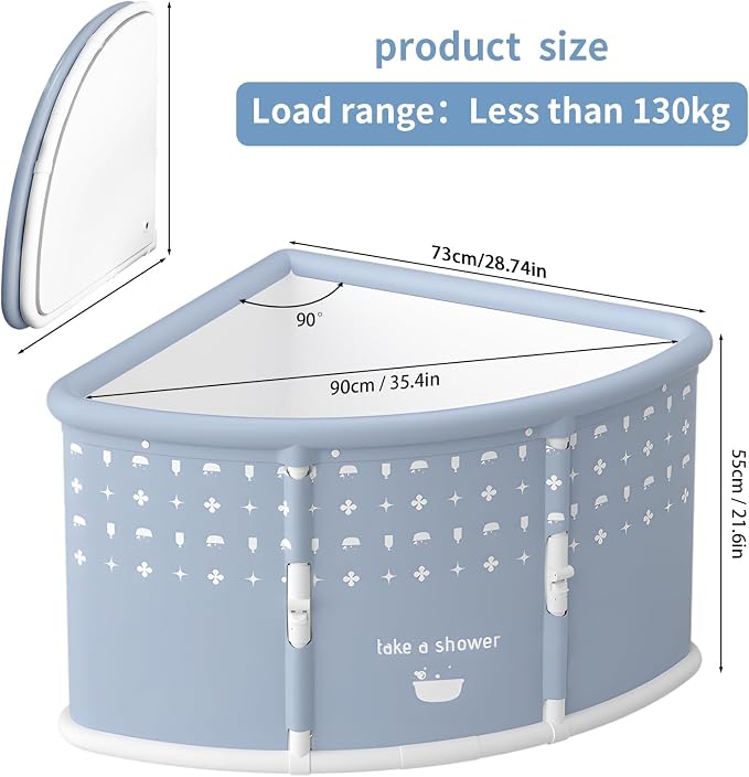 Foldable Bathtub for Adults, Portable Large PVC Collapsible Soaking Tub - Image 3