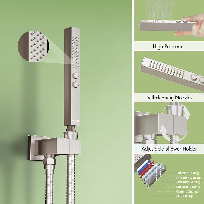 Thermostatic Shower System Wall Mounted, 12 inch Dual Shower Faucet Set - Image 6
