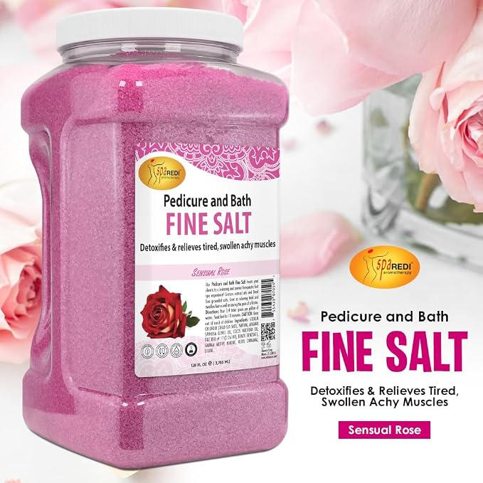 SPA REDI - Detox Foot Soak Pedicure and Bath Fine Salt, Sensual Rose, 128oz - - Image 2