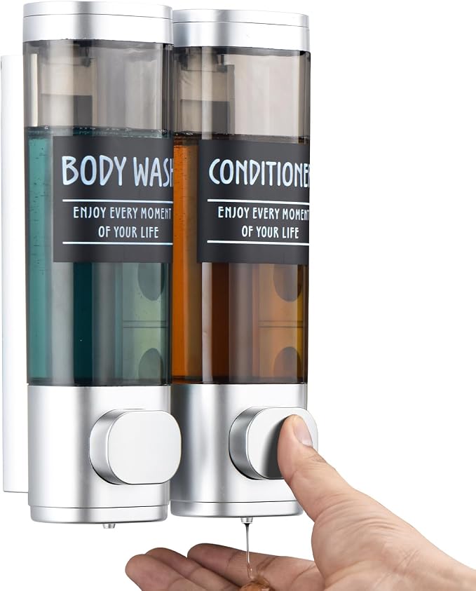 Shampoo and Conditioner Dispenser, GlintGath Shower Dispenser 2 Chamber No by GlintGath