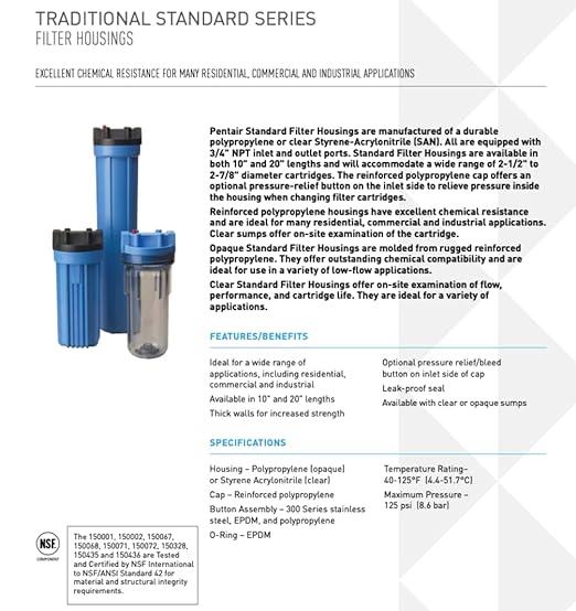Pentair Pentek 150067 Traditional Standard Filter Housing, 3/4" NPT 10 Opaque - Image 2