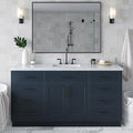 ARIEL 67" Midnight Blue Vanity, 1.5" Edge Italian Carrara Marble Countertop & by Ariel