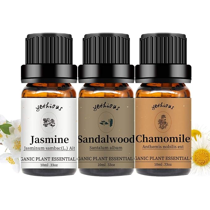 yethious Jasmine Chamomile Sandalwood Essential Oil Set Organic 100% Pure 3 by yethious
