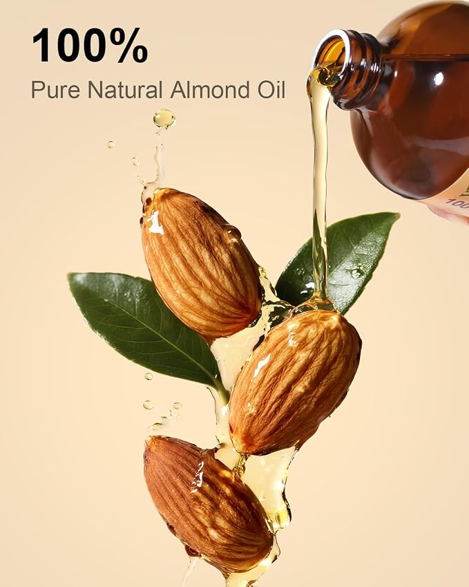 Organic Almond Oil 16 fl oz, USDA 100% Pure Cold Pressed Almond Oils in Glass - Image 2
