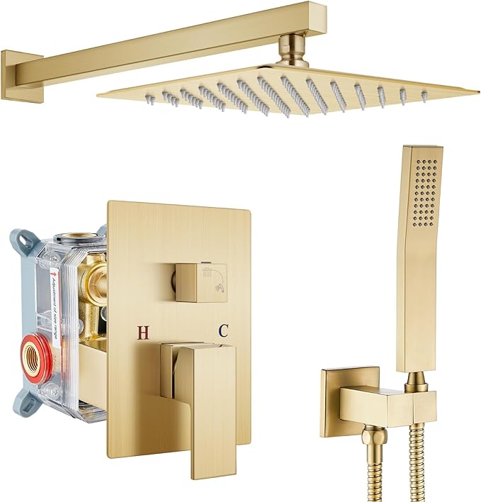 gotonovo Rainfall Bathroom Shower System Rain Shower Head and Handle Set Wall by HOME