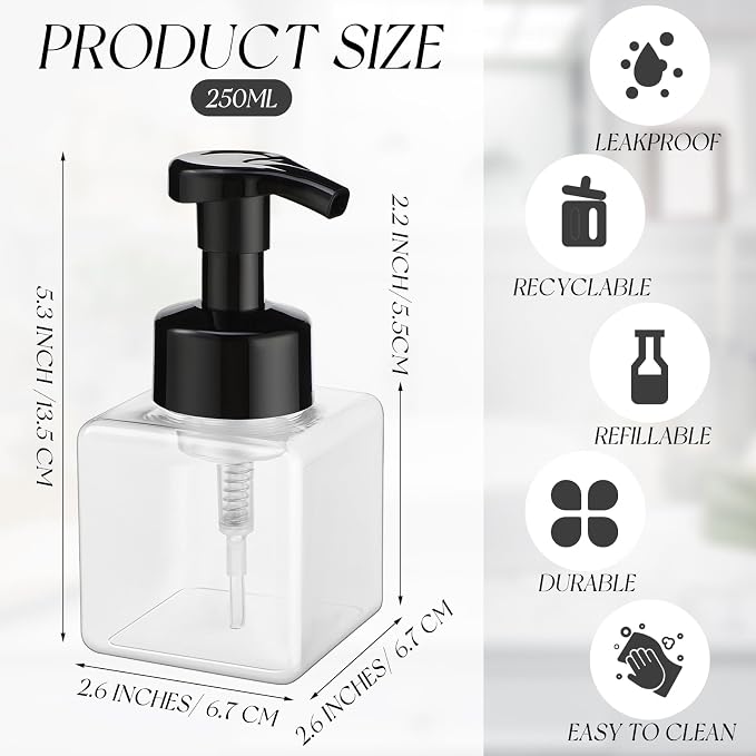 Domensi 12 Pcs Foam Pump Bottle Foaming Soap Dispenser Empty Travel Foaming - Image 2