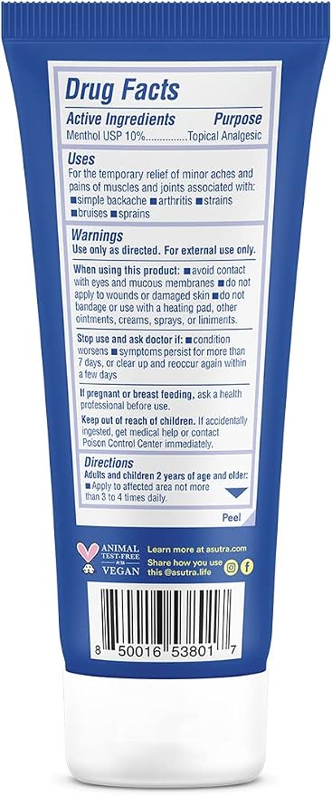 ASUTRA Muscle Pain Relief Cream 3.4 oz | Cooling Menthol - Image 7