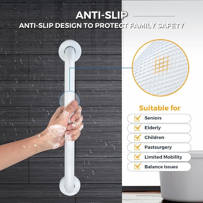 Grab Bars for Shower, 2 Pack 24-Inch Anti Slip Shower Handles for Elderly - Image 3