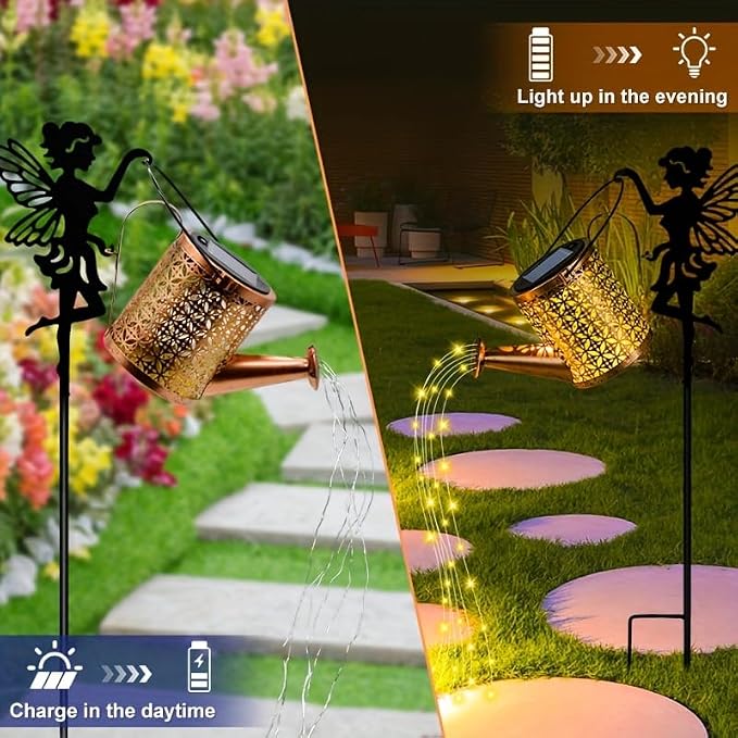 Solar Watering Can Light Garden Decorations Outdoor Weatherproof Shower Lights - Image 3