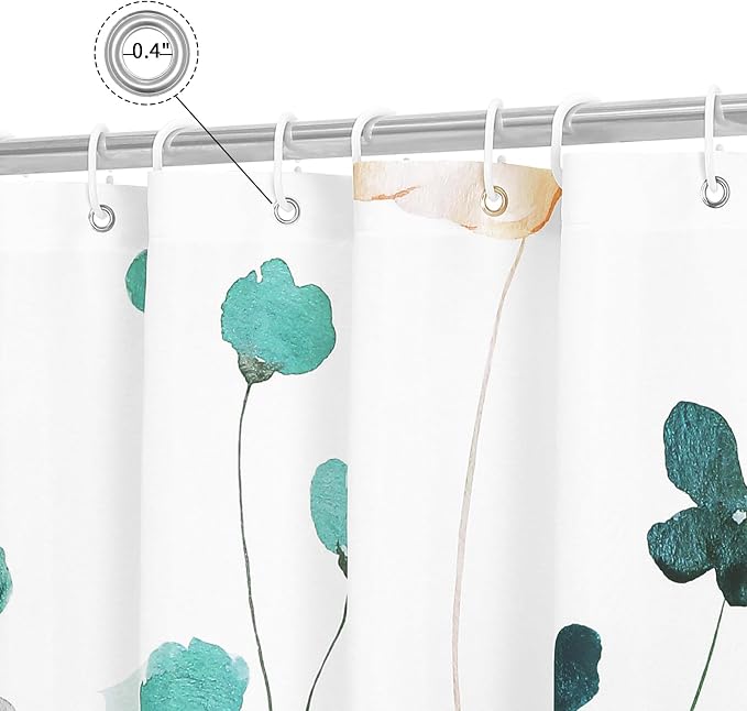 Gibelle Long Shower Curtain 72 x 78, Watercolor Floral Fabric Shower Curtain - Image 4