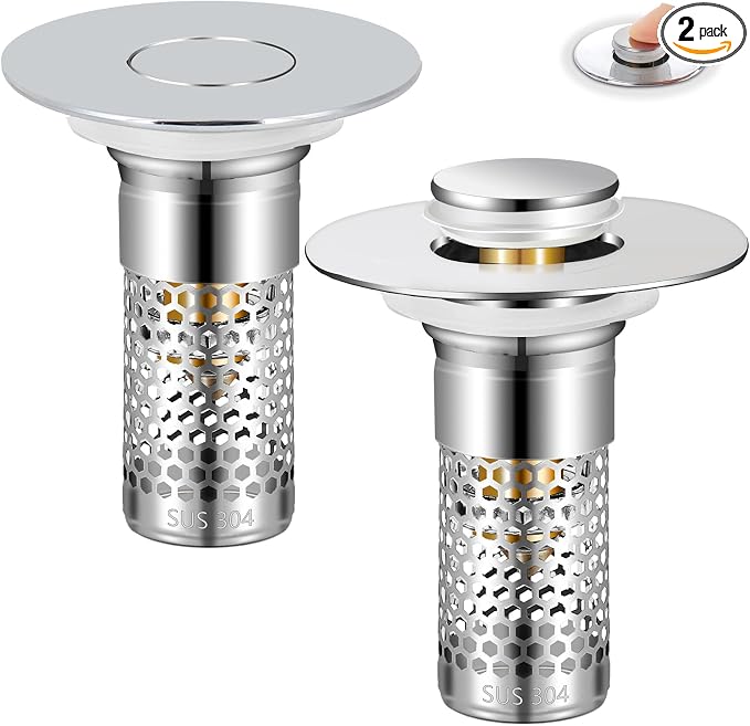 2Pack Bathroom Sink Stopper 1.06"-1.50", Universal Bathroom Sink Drain Pop Up by TONGDWOU