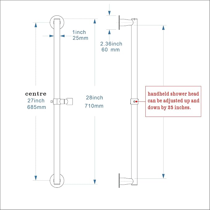 RRAJJ Shower slide bar that is installed by pasting or punching - Image 2