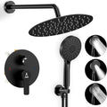 Shower Faucet Set 12IN Brass Rough-In Valve Body Trim Kit Rainfall Included by JQBQS