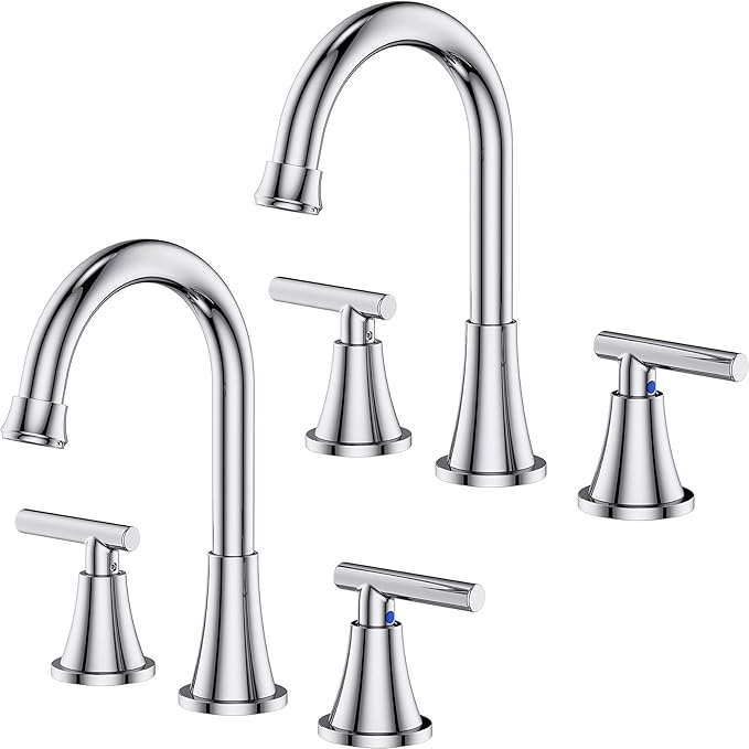 Bathroom Faucets for Sink 3 Hole, Hurran Chrome Bathroom Sink Faucet by Hurran