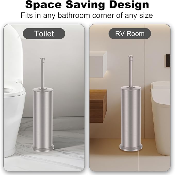 Stain Nickel Toilet Brush and Holder，Extra Long Handled Toilet Brush - Image 7
