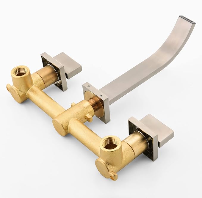 sumerain Brushed Nickel Bathroom Faucet Wall Mount Lavatory Faucet - Image 5
