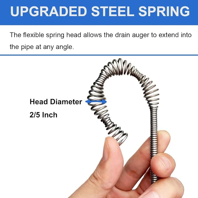 Drain Auger, Clog Remover with Drill Adapter, 25 Feet Flexible Plumbing Snake - Image 6