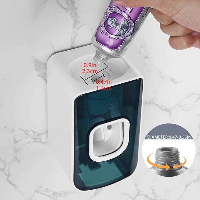 2 Slot Toothbrush Holder and Toothpaste Dispenser Wall Mounted, Automatic - Image 4