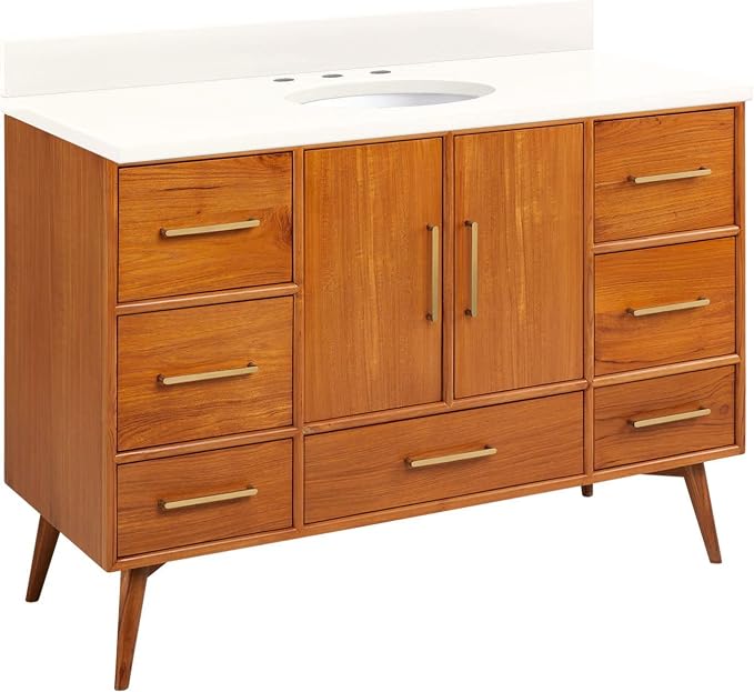 Signature Hardware 953363-48-UM-8 Novak 48" Freestanding Teak Single Basin by SignatureHardware