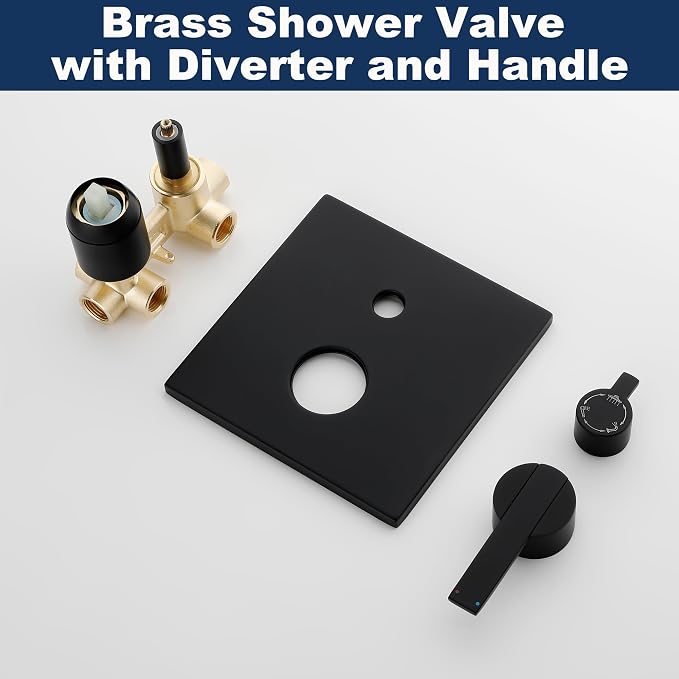 Shower System with Tub Spout, All Metal Black Bathtub Shower Faucet Set with - Image 7