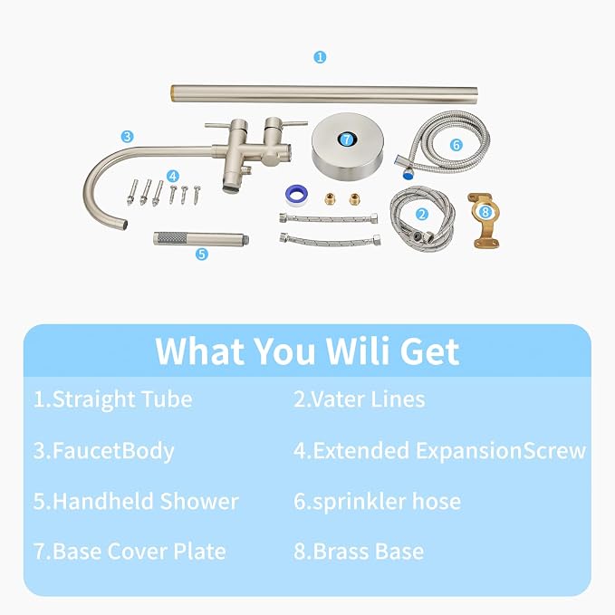 Freestanding Bathtub Faucet, Tub Filler Floor Mount Stand Bathtub Faucet Brass - Image 7