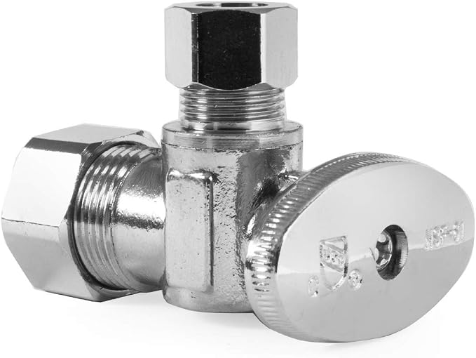 EFIELD Angle Stop Valve 1/2" Nominal Compression x 3/8" OD, UPC Certified - Image 3