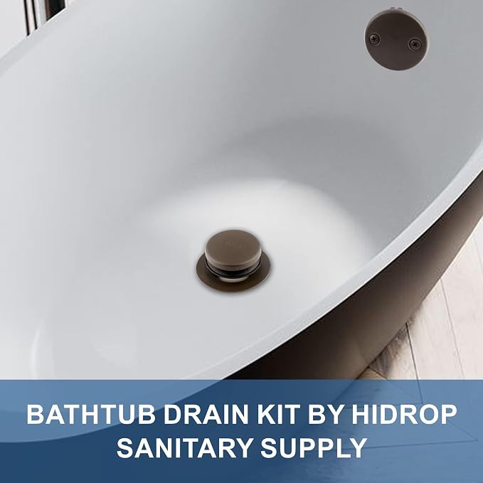 Bronze Tub Drain Tip-Toe Tub Trim Set Conversion Kit Assembly, Hidrop Bathtub - Image 2
