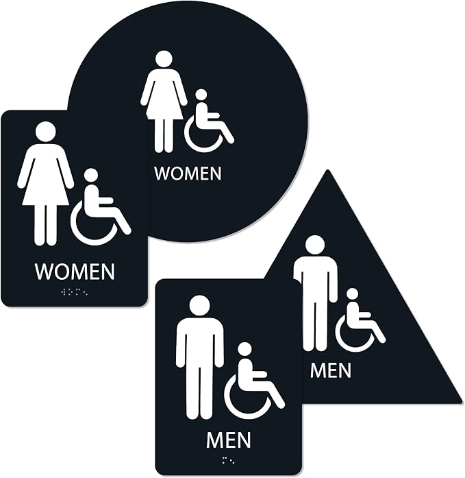 ALPHA DOG ADA SIGNS Bathroom Bundle: Men's Women's Restroom Signs, ADA by AlphaDog