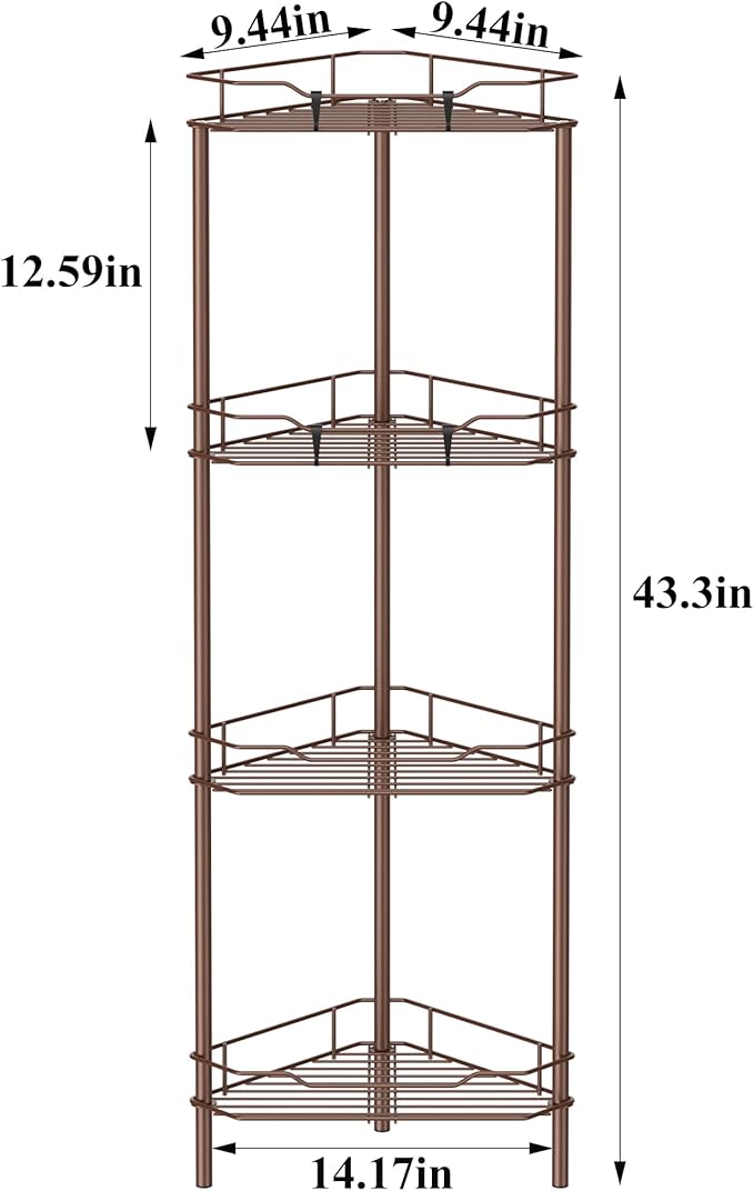 4 Tier Floor Standing Corner Shower Caddy Organizer Shelf - Image 7