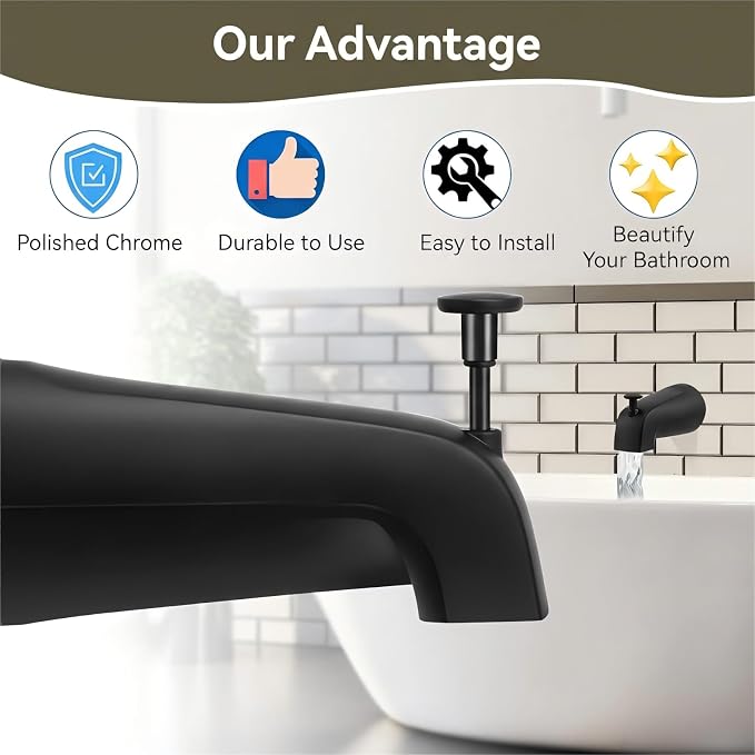Tub Spout with Diverter, Bathtub Faucet Spout Replacement, Tub Faucet Set - Image 2