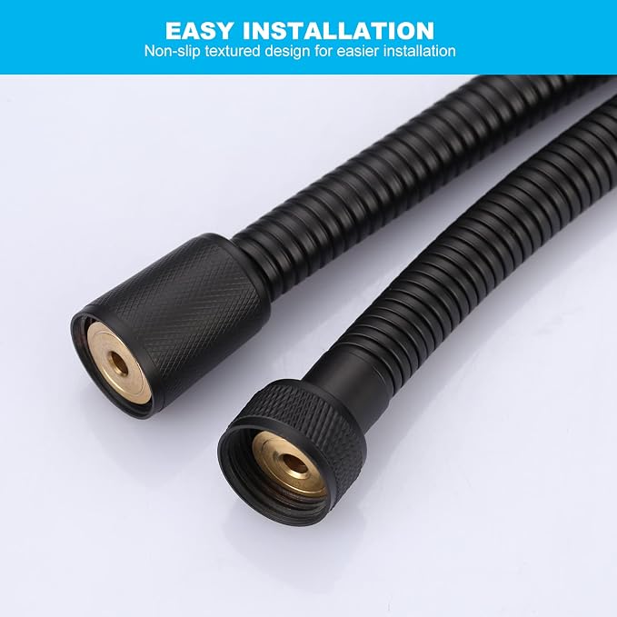 Aleasha Matte Black Finished Shower Hose, 63 Inches SUS 304 Stainless Steel - Image 5