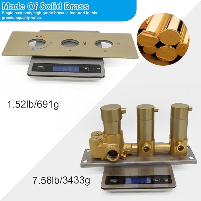 HOMEDEC 2 Way Shower Diverter Valve, Brass Dual Functions Thermostatic Shower - Image 5