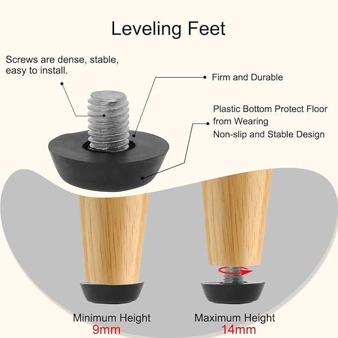 uxcell Metric M8 x 1.25 Furniture Glide Leveling Feet Adjustable Leveler Floor - Image 4