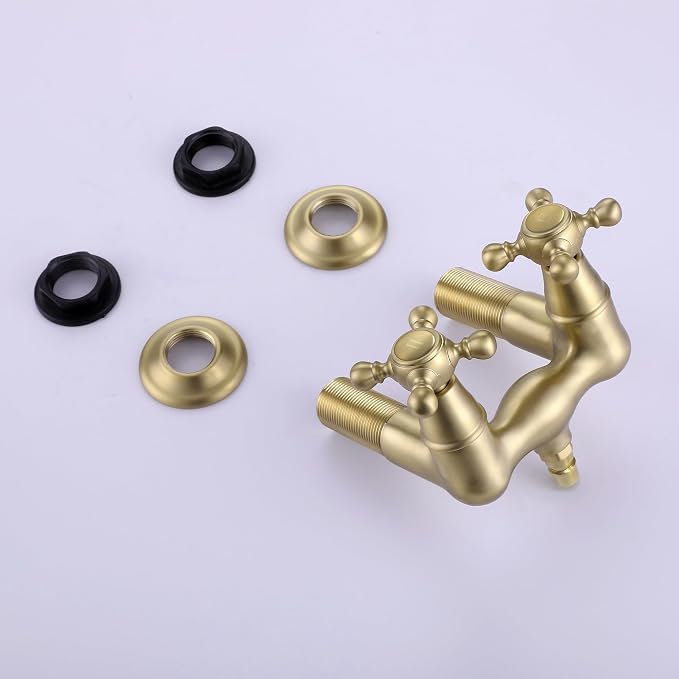 SUMERAIN 3-3/8" Tub Wall Mount Clawfoot Bathtub Faucet Two Cross Handles - Image 9
