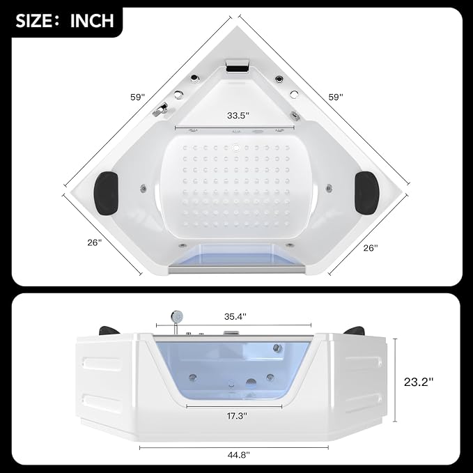 59 Inch Corner Jetted Tub - Image 2