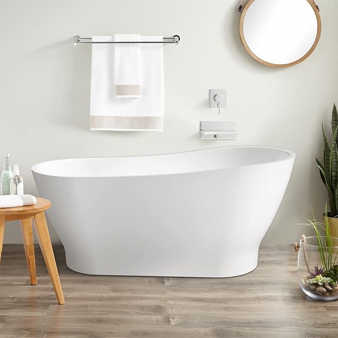 59" Acrylic Freestanding Bathtub, Elegant Skirted Free Standing Tub, Soaking Tub - Image 9