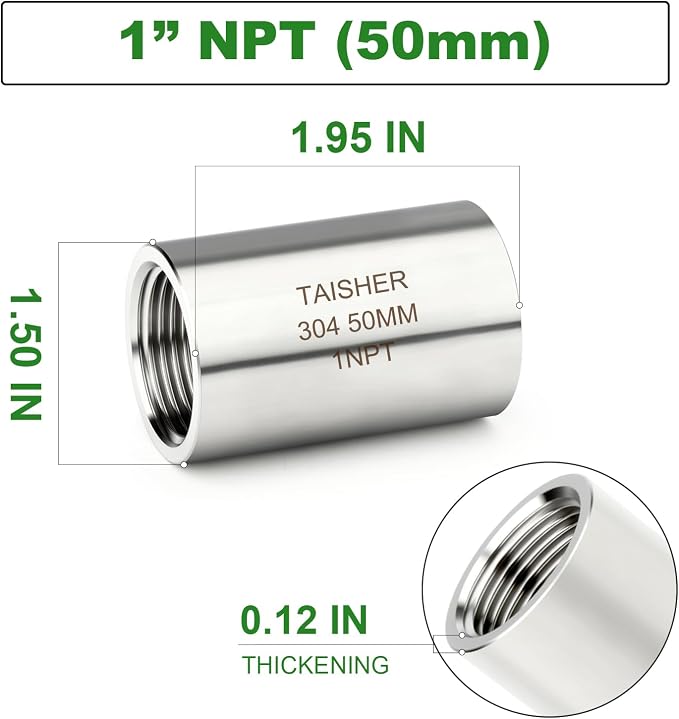 TAISHER 2PCS Stainless Steel Pipe Fittings - Image 2