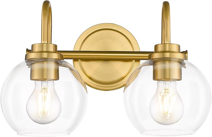 Bathroom Light Fixtures, 2-Light Brushed Gold Vanity Lights by Audickic