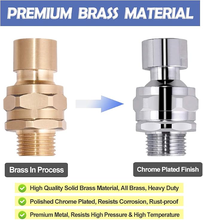 Shower Head Swivel Ball Adapter Brass Adjustable Shower Arm Connector Universal - Image 3