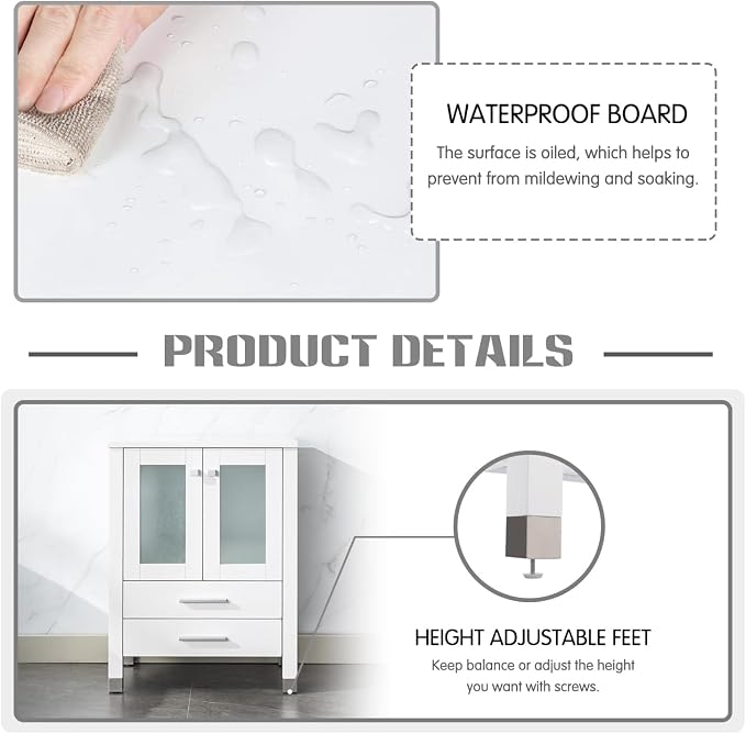 LUCKWIND 48" Bathroom Vanity Sink Combo, 24 Inch Main Cabniet - Image 7