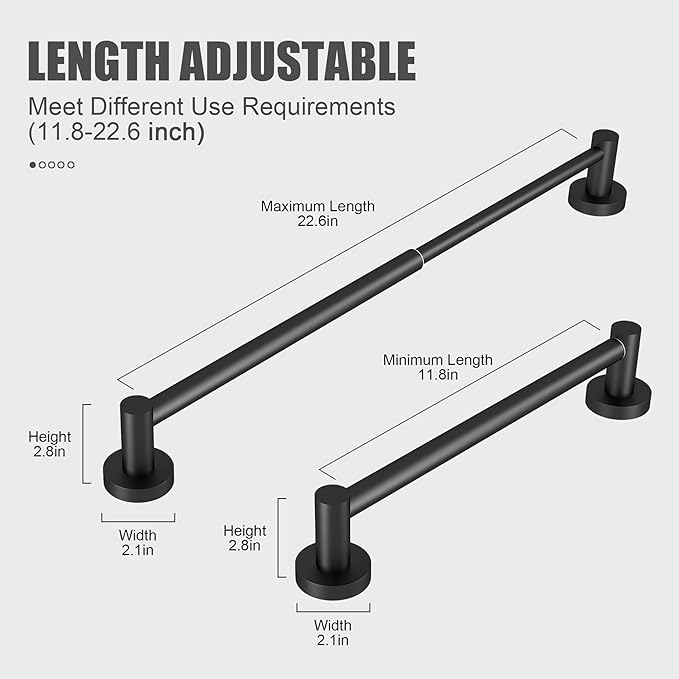 Towel Bar - Adjustable 304 Stainless Steel Towel Holder - Image 3