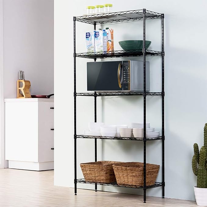 5 Tier Storage Racks Shelving, Heavy Steel Pantry Shelves, Adjustable Wire by Unknown