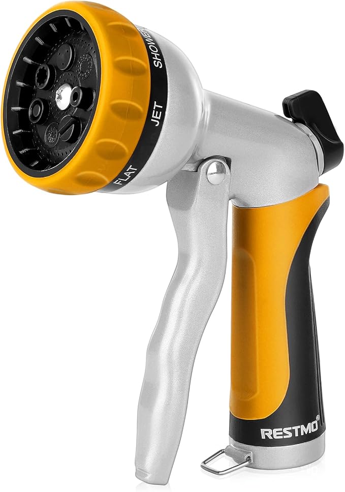 RESTMO Garden Hose Nozzle, Heavy Duty Metal Water Hose Nozzle by Restmo