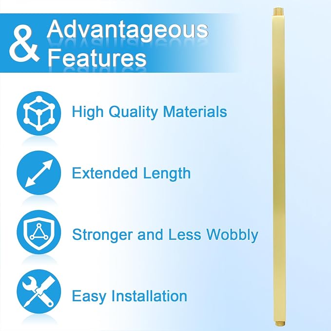 Ceiling Mount Shower Arm with Flange 20 Inches Square Straight Extender - Image 2