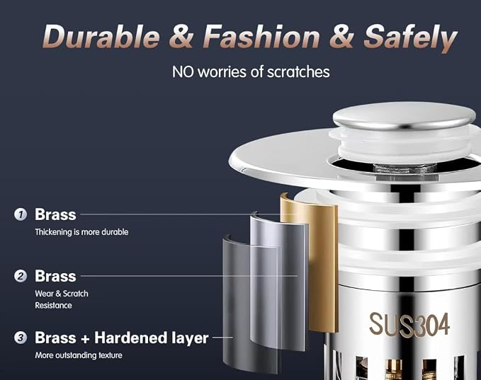 （2PCS） Bathroom Sink Stopper，Sink Drain Strainer，Pop-up Removable Hair Catcher - Image 7