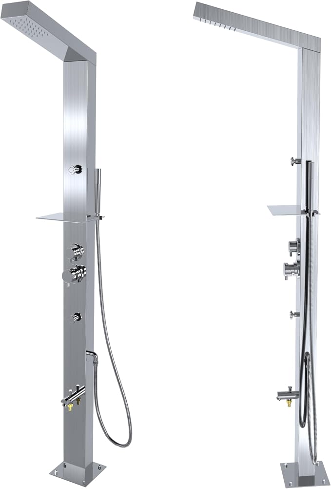 RENO 316 Marine Grade Brushed Stainless Steel Massage Outdoor Shower Panel - Image 7