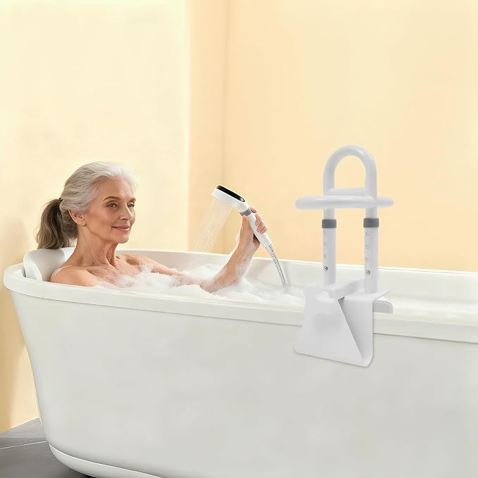 Bathtub Safety Rail, Adjustable Height Bathtub Handle Grab Bar, Sturdy Clamp-On - Image 2