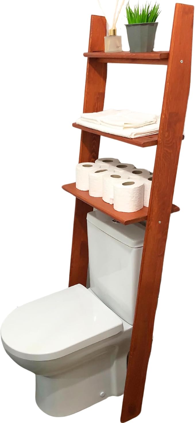 Over The Toilet Birch Wood Bathroom Organizer Shelves, 3-Tier Freestanding by GENESISWOODESIGN
